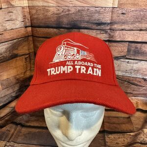 All Aboard The Trump Train 2020 Hat Cap Red USA Flag Adjustable Strapback MAGA